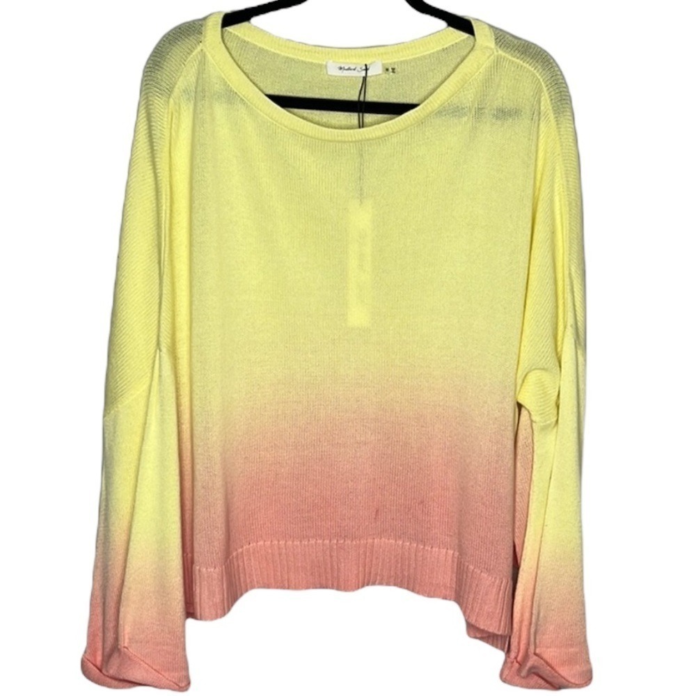 New Mustard Seed Sweater Ombre Gradient Yellow Pink Bell Sleeve‎ Women Medium - Picture 5 of 12